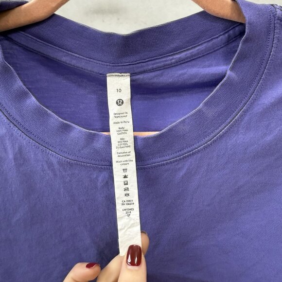 Lululemon All Yours Cropped Tank Top Womens 10 Purple Pima Cotton Sleeveless - Picture 2 of 7